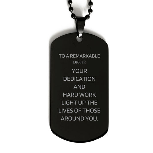 Remarkable Logger Gifts, Your dedication and hard work, Inspirational Birthday Christmas Unique Black Dog Tag For Logger, Coworkers, Men, Women, Friends - Mallard Moon Gift Shop