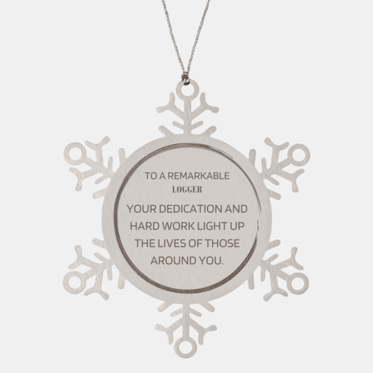 Remarkable Logger Gifts, Your dedication and hard work, Inspirational Birthday Christmas Unique Snowflake Ornament For Logger, Coworkers, Men, Women, Friends - Mallard Moon Gift Shop
