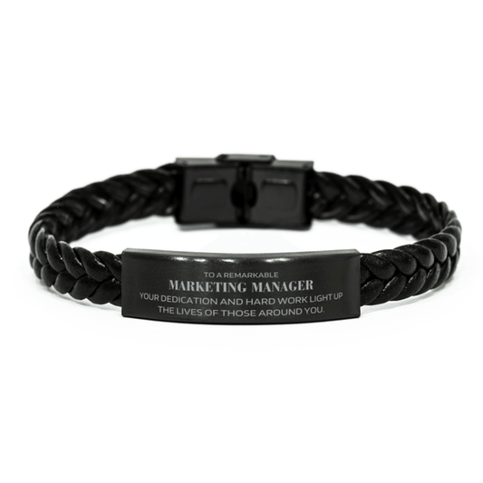 Remarkable Marketing Manager Gifts, Your dedication and hard work, Inspirational Birthday Christmas Unique Braided Leather Bracelet For Marketing Manager, Coworkers, Men, Women, Friends - Mallard Moon Gift Shop