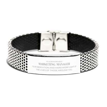 Remarkable Marketing Manager Gifts, Your dedication and hard work, Inspirational Birthday Christmas Unique Stainless Steel Bracelet For Marketing Manager, Coworkers, Men, Women, Friends - Mallard Moon Gift Shop