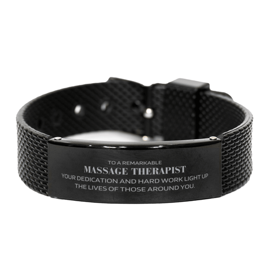 Remarkable Massage Therapist Gifts, Your dedication and hard work, Inspirational Birthday Christmas Unique Black Shark Mesh Bracelet For Massage Therapist, Coworkers, Men, Women, Friends - Mallard Moon Gift Shop