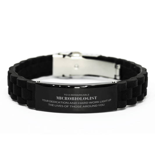 Remarkable Microbiologist Gifts, Your dedication and hard work, Inspirational Birthday Christmas Unique Black Glidelock Clasp Bracelet For Microbiologist, Coworkers, Men, Women, Friends - Mallard Moon Gift Shop