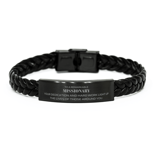 Remarkable Missionary Gifts, Your dedication and hard work, Inspirational Birthday Christmas Unique Braided Leather Bracelet For Missionary, Coworkers, Men, Women, Friends - Mallard Moon Gift Shop