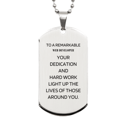 Remarkable Web Developer Gifts, Your dedication and hard work, Inspirational Birthday Christmas Unique Silver Dog Tag For Web Developer, Coworkers, Men, Women, Friends - Mallard Moon Gift Shop