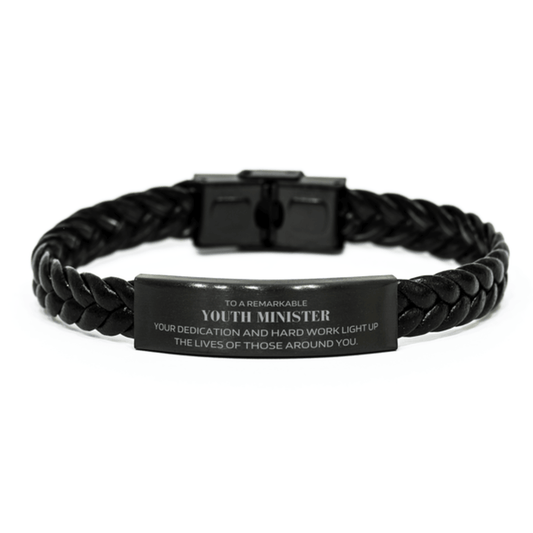 Remarkable Youth Minister Gifts, Your dedication and hard work, Inspirational Birthday Christmas Unique Braided Leather Bracelet For Youth Minister, Coworkers, Men, Women, Friends - Mallard Moon Gift Shop