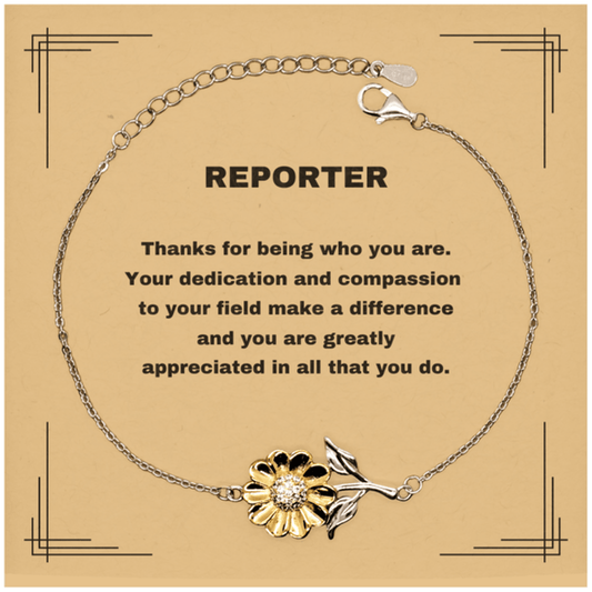 Reporter Sunflower Bracelet - Thanks for being who you are - Birthday Christmas Jewelry Gifts Coworkers Colleague Boss - Mallard Moon Gift Shop