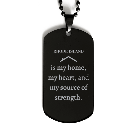 Rhode Island is my home Gifts, Lovely Rhode Island Birthday Christmas Black Dog Tag For People from Rhode Island, Men, Women, Friends - Mallard Moon Gift Shop