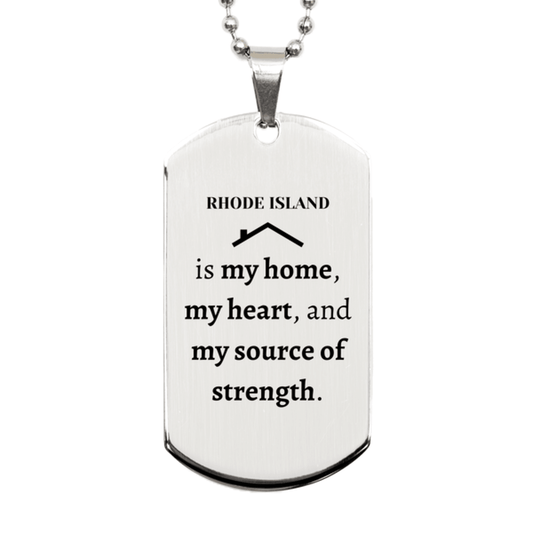 Rhode Island is my home Gifts, Lovely Rhode Island Birthday Christmas Silver Dog Tag For People from Rhode Island, Men, Women, Friends - Mallard Moon Gift Shop