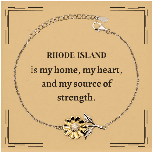 Rhode Island is my home Gifts, Lovely Rhode Island Birthday Christmas Sunflower Bracelet For People from Rhode Island, Men, Women, Friends - Mallard Moon Gift Shop