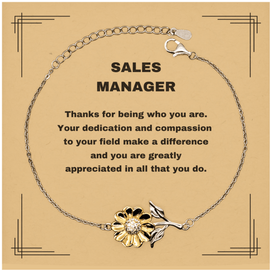 Sales Manager Sunflower Bracelet - Thanks for being who you are - Birthday Christmas Jewelry Gifts Coworkers Colleague Boss - Mallard Moon Gift Shop