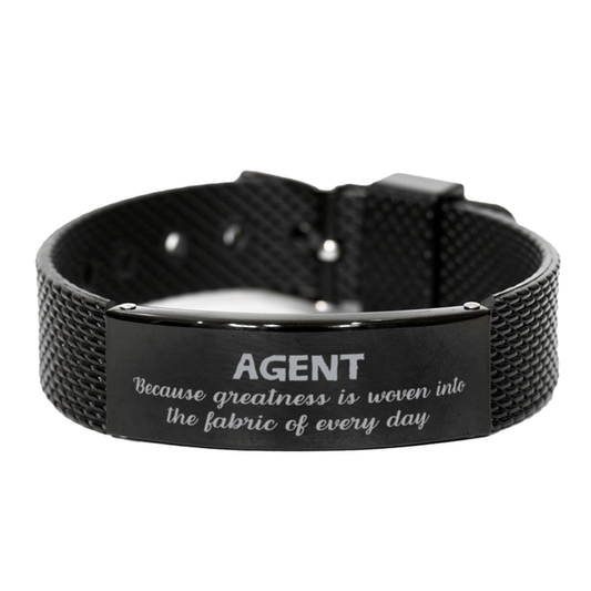 Sarcastic Agent Black Shark Mesh Bracelet Gifts, Christmas Holiday Gifts for Agent Birthday, Agent: Because greatness is woven into the fabric of every day, Coworkers, Friends - Mallard Moon Gift Shop