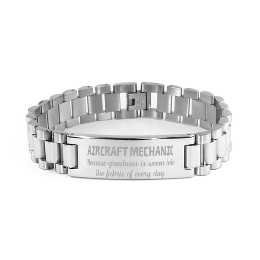 Sarcastic Aircraft Mechanic Ladder Stainless Steel Bracelet Gifts, Christmas Holiday Gifts for Aircraft Mechanic Birthday, Aircraft Mechanic: Because greatness is woven into the fabric of every day, Coworkers, Friends - Mallard Moon Gift Shop