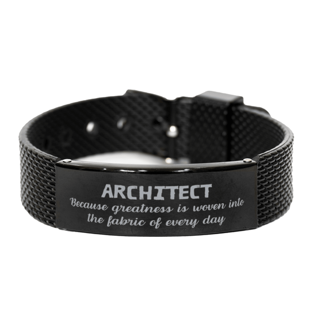 Sarcastic Architect Black Shark Mesh Bracelet Gifts, Christmas Holiday Gifts for Architect Birthday, Architect: Because greatness is woven into the fabric of every day, Coworkers, Friends - Mallard Moon Gift Shop