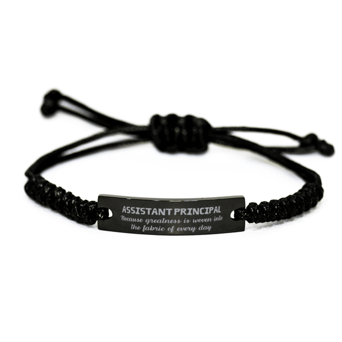 Sarcastic Assistant Principal Black Rope Bracelet Gifts, Christmas Holiday Gifts for Assistant Principal Birthday, Assistant Principal: Because greatness is woven into the fabric of every day, Coworkers, Friends - Mallard Moon Gift Shop