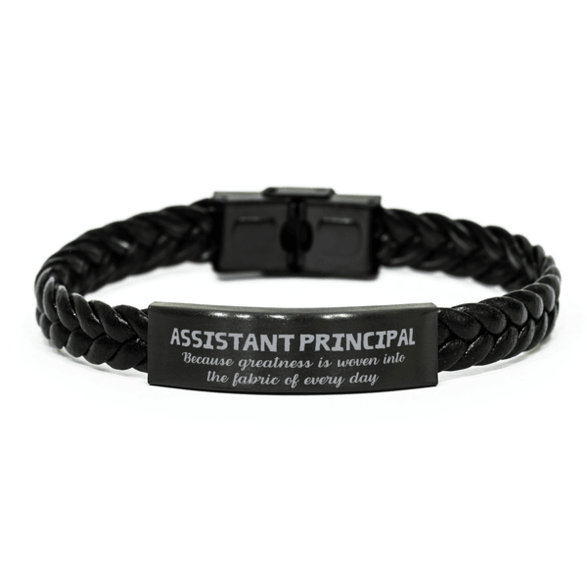 Sarcastic Assistant Principal Braided Leather Bracelet Gifts, Christmas Holiday Gifts for Assistant Principal Birthday, Assistant Principal: Because greatness is woven into the fabric of every day, Coworkers, Friends - Mallard Moon Gift Shop