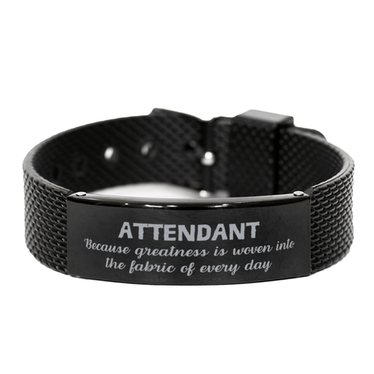 Sarcastic Attendant Black Shark Mesh Bracelet Gifts, Christmas Holiday Gifts for Attendant Birthday, Attendant: Because greatness is woven into the fabric of every day, Coworkers, Friends - Mallard Moon Gift Shop