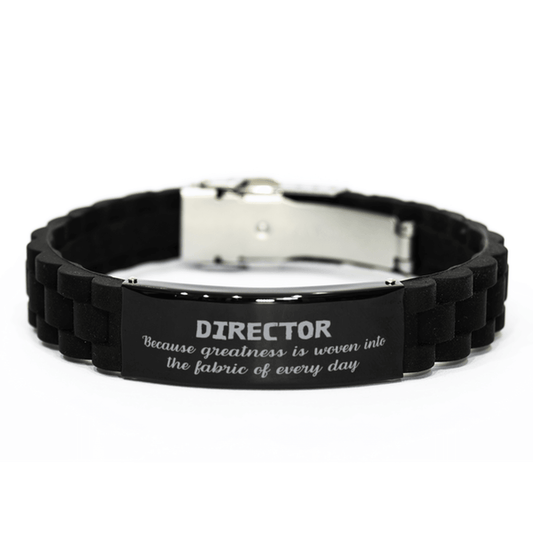 Sarcastic Director Black Glidelock Clasp Bracelet Gifts, Christmas Holiday Gifts for Director Birthday, Director: Because greatness is woven into the fabric of every day, Coworkers, Friends - Mallard Moon Gift Shop