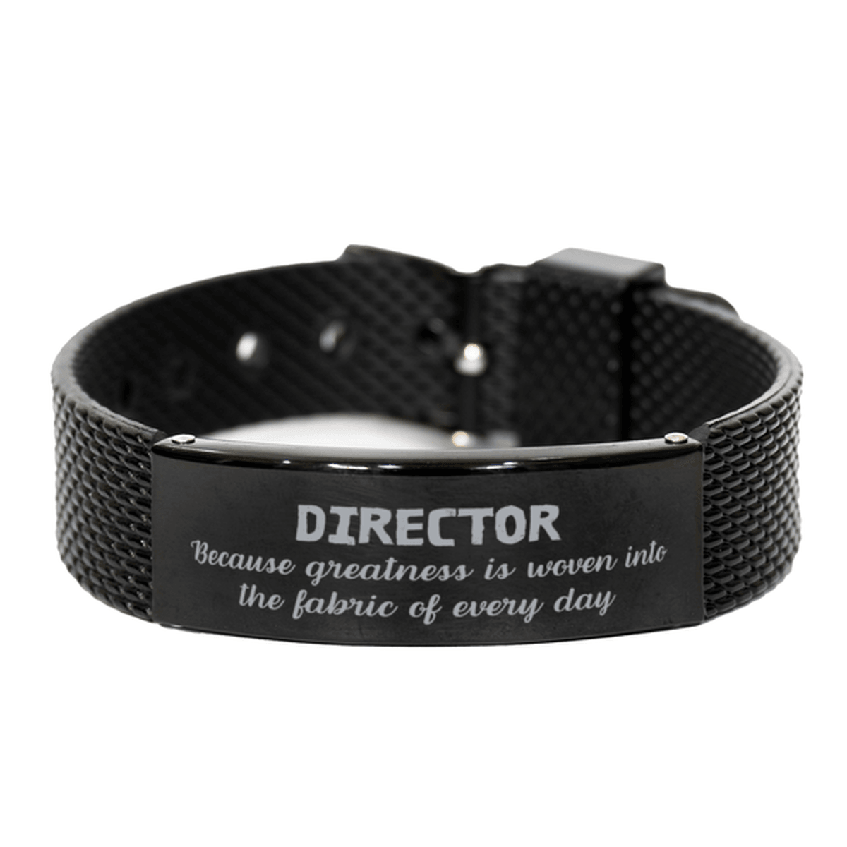 Sarcastic Director Black Shark Mesh Bracelet Gifts, Christmas Holiday Gifts for Director Birthday, Director: Because greatness is woven into the fabric of every day, Coworkers, Friends - Mallard Moon Gift Shop
