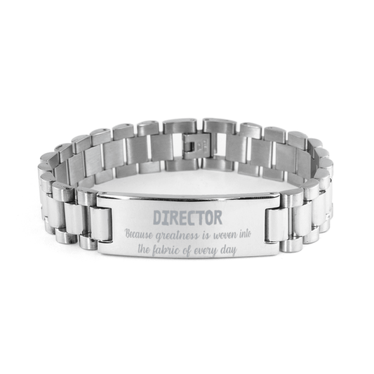Sarcastic Director Ladder Stainless Steel Bracelet Gifts, Christmas Holiday Gifts for Director Birthday, Director: Because greatness is woven into the fabric of every day, Coworkers, Friends - Mallard Moon Gift Shop