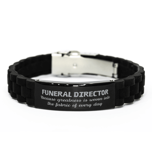Sarcastic Funeral Director Black Glidelock Clasp Bracelet Gifts, Christmas Holiday Gifts for Funeral Director Birthday, Funeral Director: Because greatness is woven into the fabric of every day, Coworkers, Friends - Mallard Moon Gift Shop
