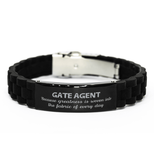 Sarcastic Gate Agent Black Glidelock Clasp Bracelet Gifts, Christmas Holiday Gifts for Gate Agent Birthday, Gate Agent: Because greatness is woven into the fabric of every day, Coworkers, Friends - Mallard Moon Gift Shop