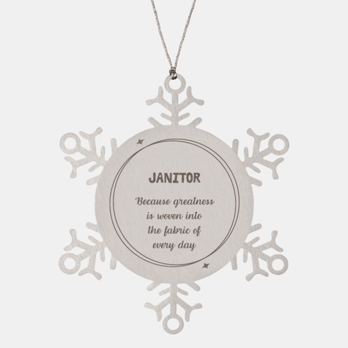 Sarcastic Janitor Snowflake Ornament Gifts, Christmas Holiday Gifts for Janitor Ornament, Janitor: Because greatness is woven into the fabric of every day, Coworkers, Friends - Mallard Moon Gift Shop