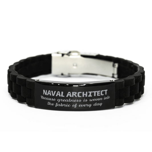 Sarcastic Naval Architect Black Glidelock Clasp Bracelet Gifts, Christmas Holiday Gifts for Naval Architect Birthday, Naval Architect: Because greatness is woven into the fabric of every day, Coworkers, Friends - Mallard Moon Gift Shop