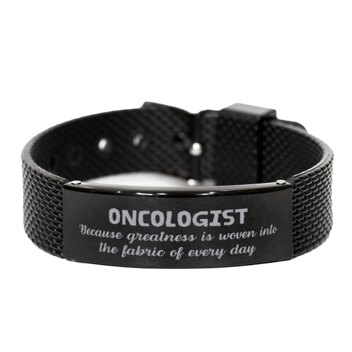 Sarcastic Oncologist Black Shark Mesh Bracelet Gifts, Christmas Holiday Gifts for Oncologist Birthday, Oncologist: Because greatness is woven into the fabric of every day, Coworkers, Friends - Mallard Moon Gift Shop