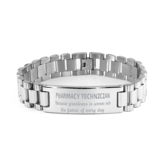 Sarcastic Pharmacy Technician Ladder Stainless Steel Bracelet Gifts, Christmas Holiday Gifts for Pharmacy Technician Birthday, Pharmacy Technician: Because greatness is woven into the fabric of every day, Coworkers, Friends - Mallard Moon Gift Shop
