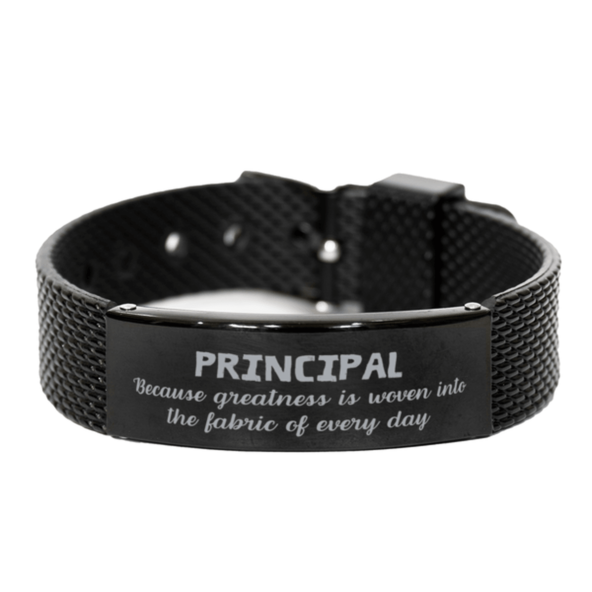 Sarcastic Principal Black Shark Mesh Bracelet Gifts, Christmas Holiday Gifts for Principal Birthday, Principal: Because greatness is woven into the fabric of every day, Coworkers, Friends - Mallard Moon Gift Shop