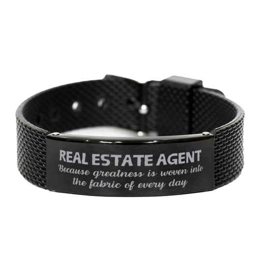 Sarcastic Real Estate Agent Black Shark Mesh Bracelet Gifts, Christmas Holiday Gifts for Real Estate Agent Birthday, Real Estate Agent: Because greatness is woven into the fabric of every day, Coworkers, Friends - Mallard Moon Gift Shop