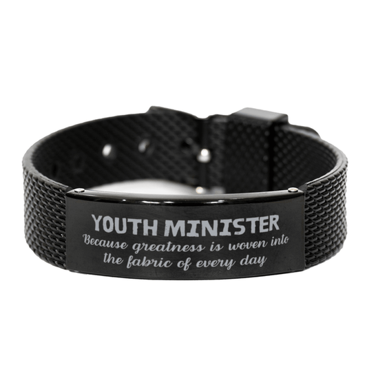 Sarcastic Youth Minister Black Shark Mesh Bracelet Gifts, Christmas Holiday Gifts for Youth Minister Birthday, Youth Minister: Because greatness is woven into the fabric of every day, Coworkers, Friends - Mallard Moon Gift Shop