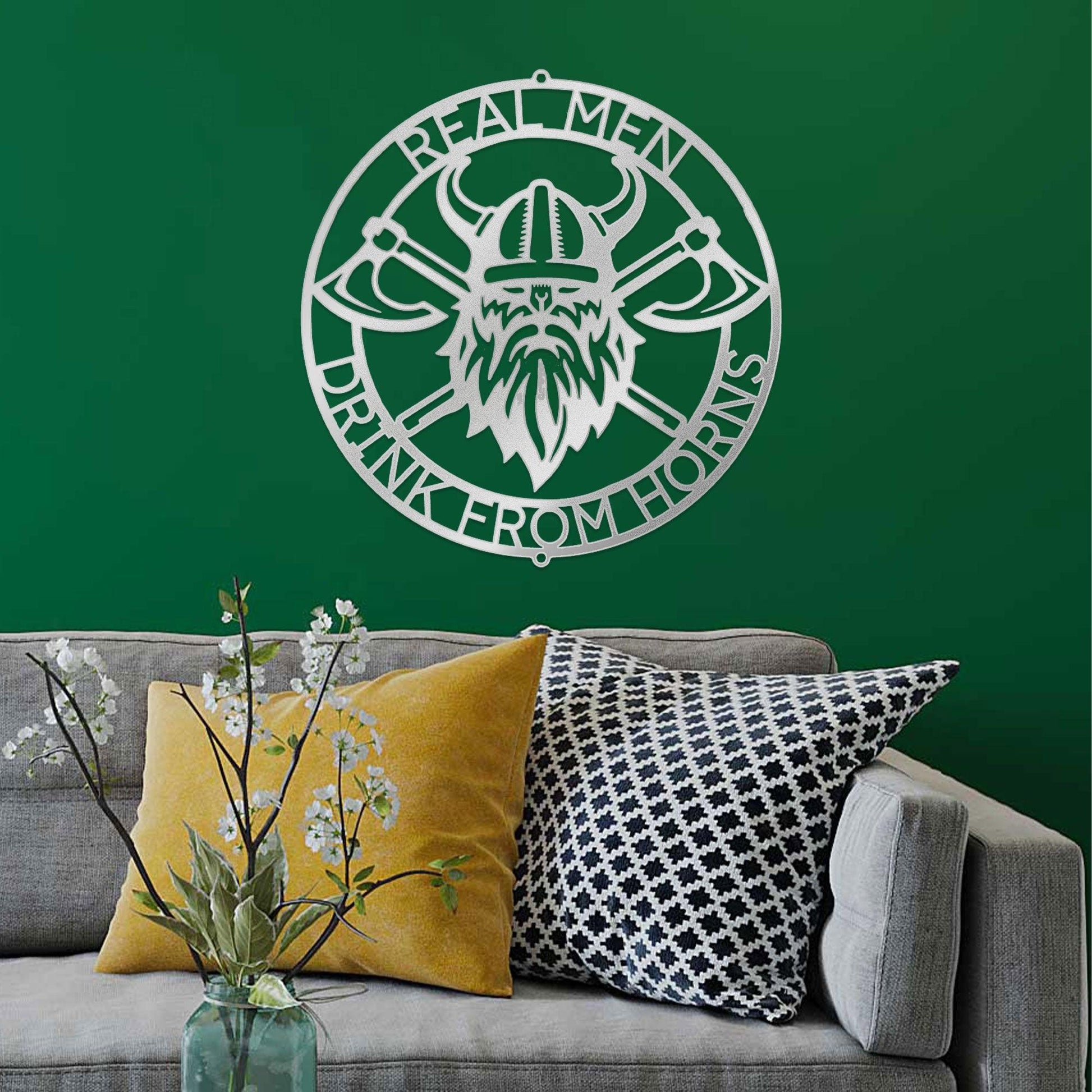 Viking Battle Axe Ring Monogram Personalized Name Indoor Outdoor Steel Wall Sign Metal Art - Mallard Moon Gift Shop