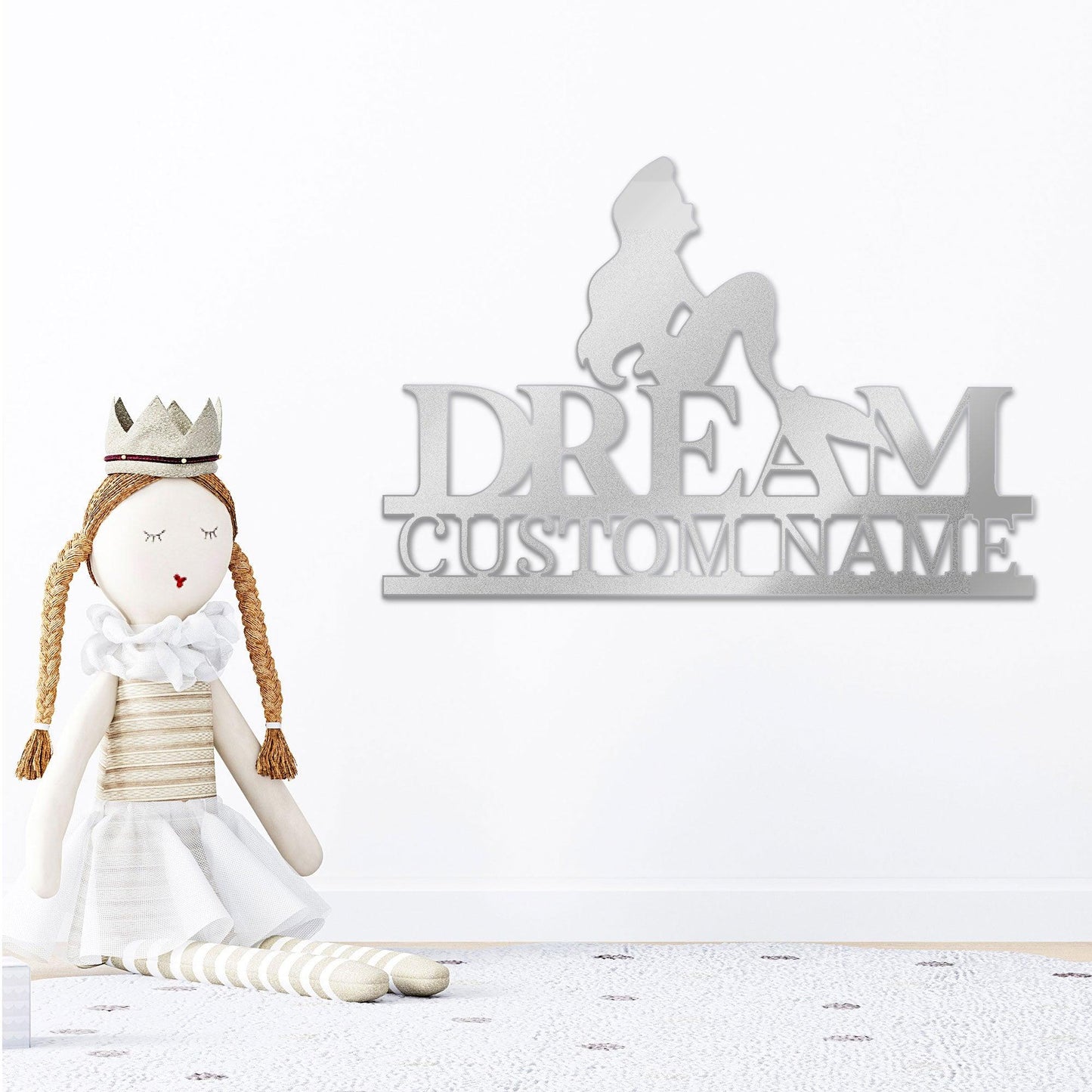 Mermaid Dreams Custom Name Metal Art Wall Sign - Mallard Moon Gift Shop