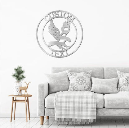Eagle Personalized Patriotic Metal Art Wall Sign - Mallard Moon Gift Shop