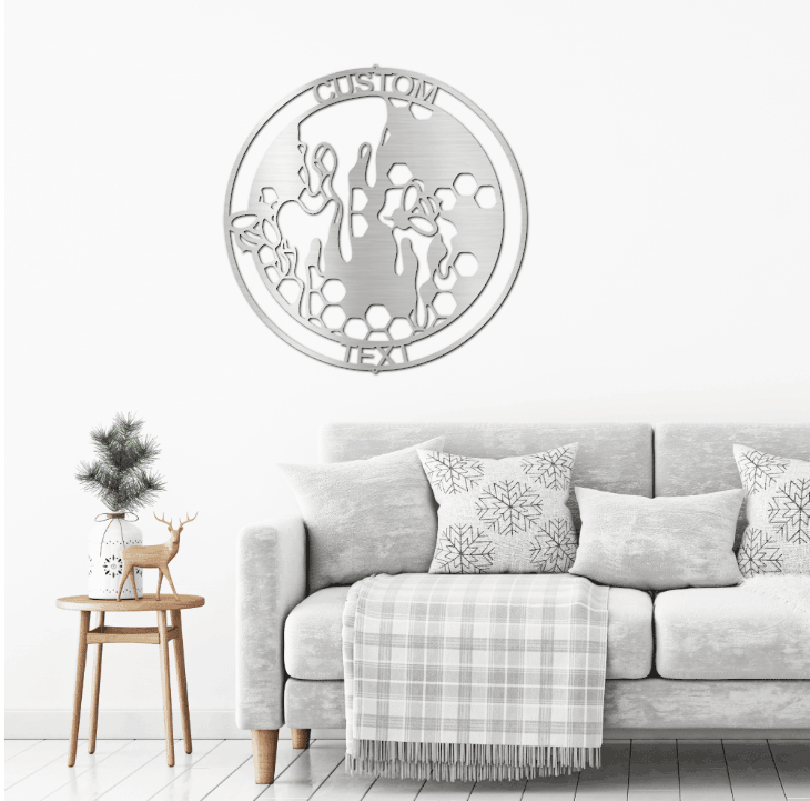 Honeybee Custom Name Metal Art Wall Sign - Mallard Moon Gift Shop