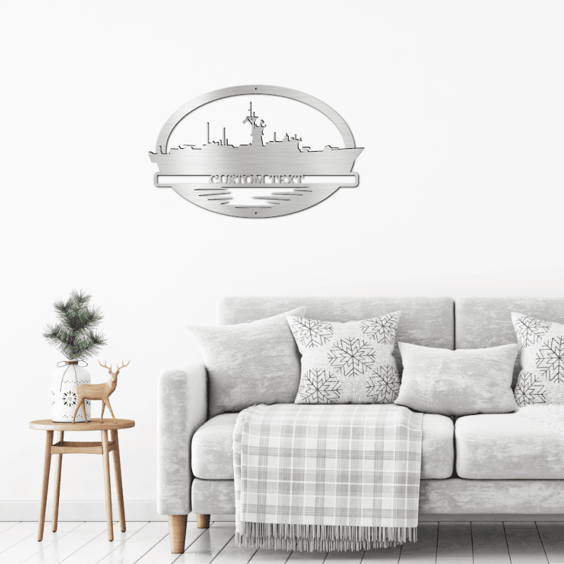 Navy Battleship USS Thomas C. Hart Silhouette Custom Metal Art Wall Sign - Mallard Moon Gift Shop