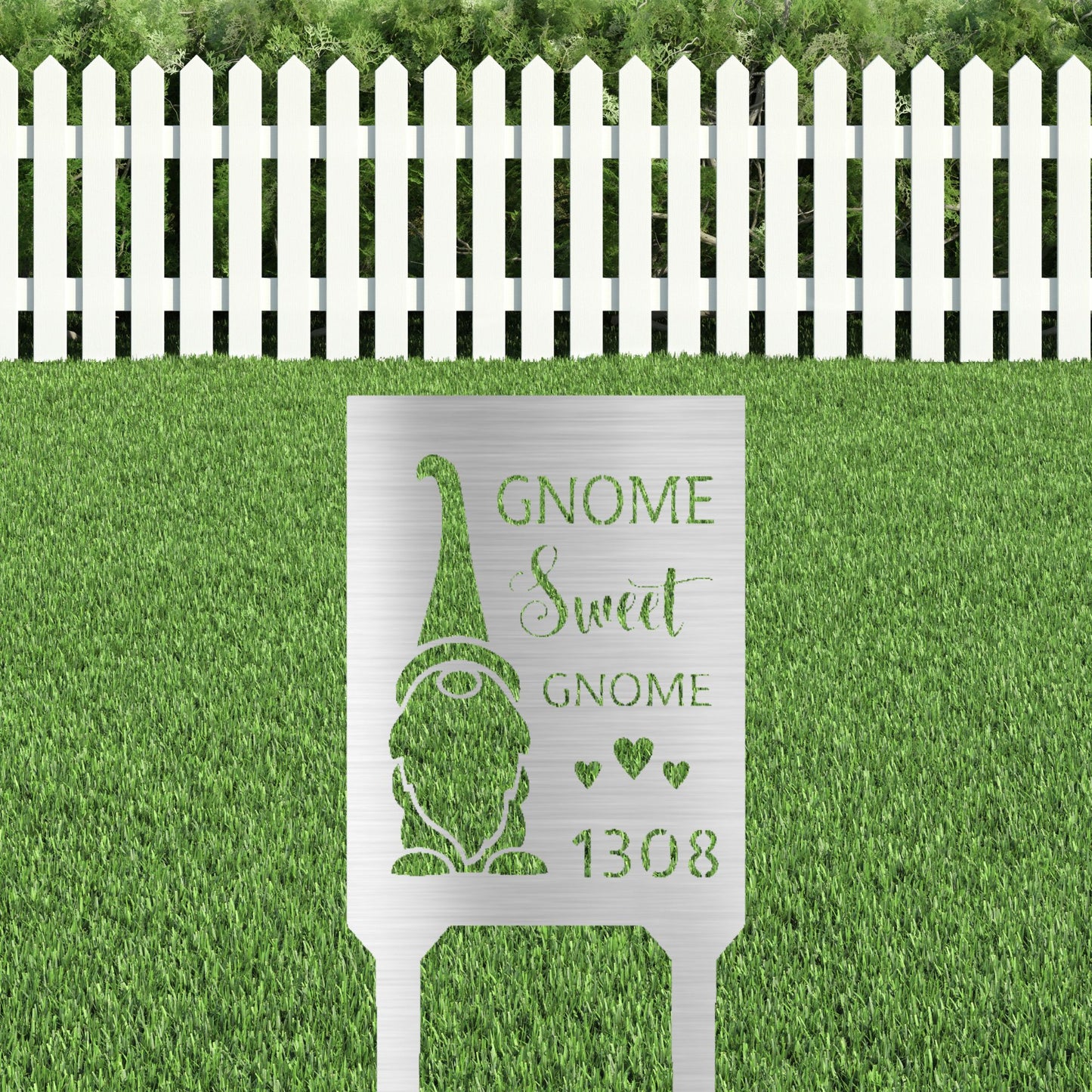 Gnome Sweet Home Custom Address Garden Lawn Steel Stake