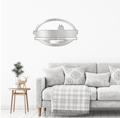 Navy Battleship USS Sargo Submarine Silhouette Custom Metal Art Wall Sign - Mallard Moon Gift Shop