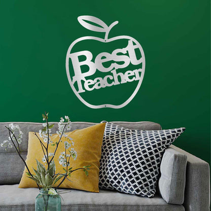 Best Teacher Apple Indoor Outdoor Steel Wall Sign - Mallard Moon Gift Shop