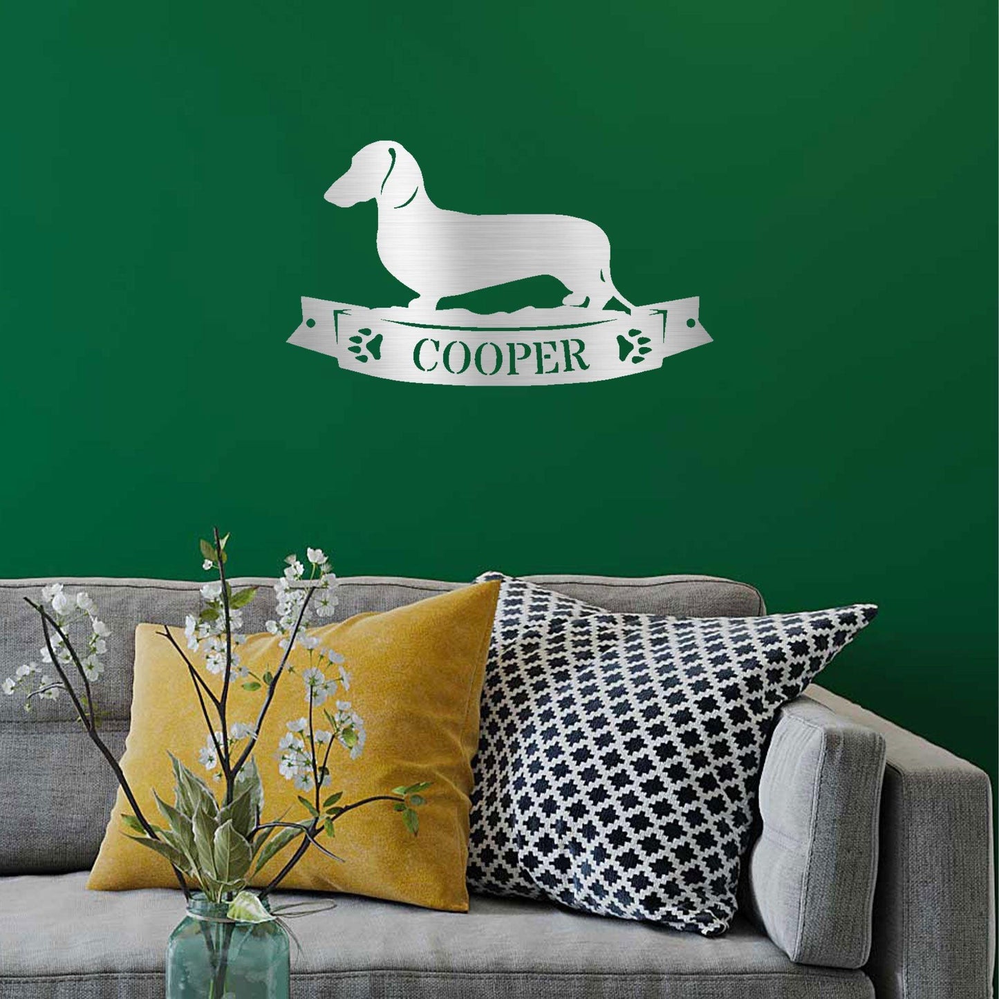 Dachshund Banner Monogram - Steel Sign - Mallard Moon Gift Shop