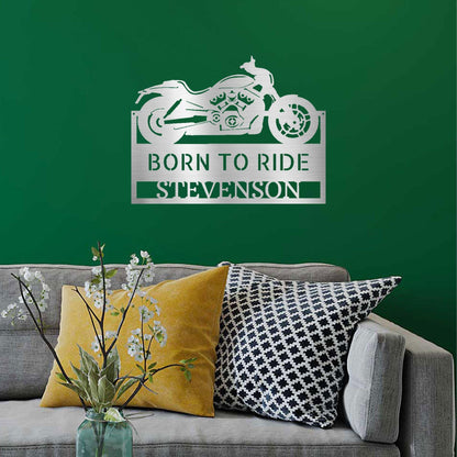Motorcycle Cruiser Workshop Personalized Metal Wall Art Wall Sign - Mallard Moon Gift Shop