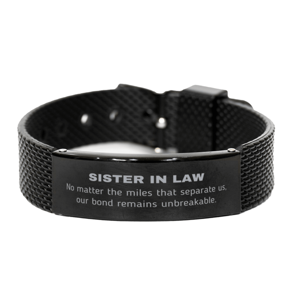 Sister In Law Long Distance Relationship Gifts, No matter the miles that separate us, Cute Love Black Shark Mesh Bracelet For Sister In Law, Birthday Christmas Unique Gifts For Sister In Law - Mallard Moon Gift Shop