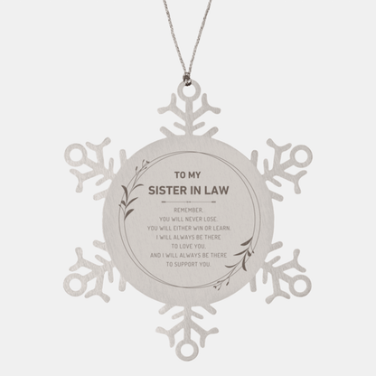 Sister In Law Ornament Gifts, To My Sister In Law Remember, you will never lose. You will either WIN or LEARN, Keepsake Snowflake Ornament For Sister In Law, Birthday Christmas Gifts Ideas For Sister In Law X-mas Gifts - Mallard Moon Gift Shop