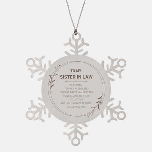 Sister In Law Ornament Gifts, To My Sister In Law Remember, you will never lose. You will either WIN or LEARN, Keepsake Snowflake Ornament For Sister In Law, Birthday Christmas Gifts Ideas For Sister In Law X-mas Gifts - Mallard Moon Gift Shop