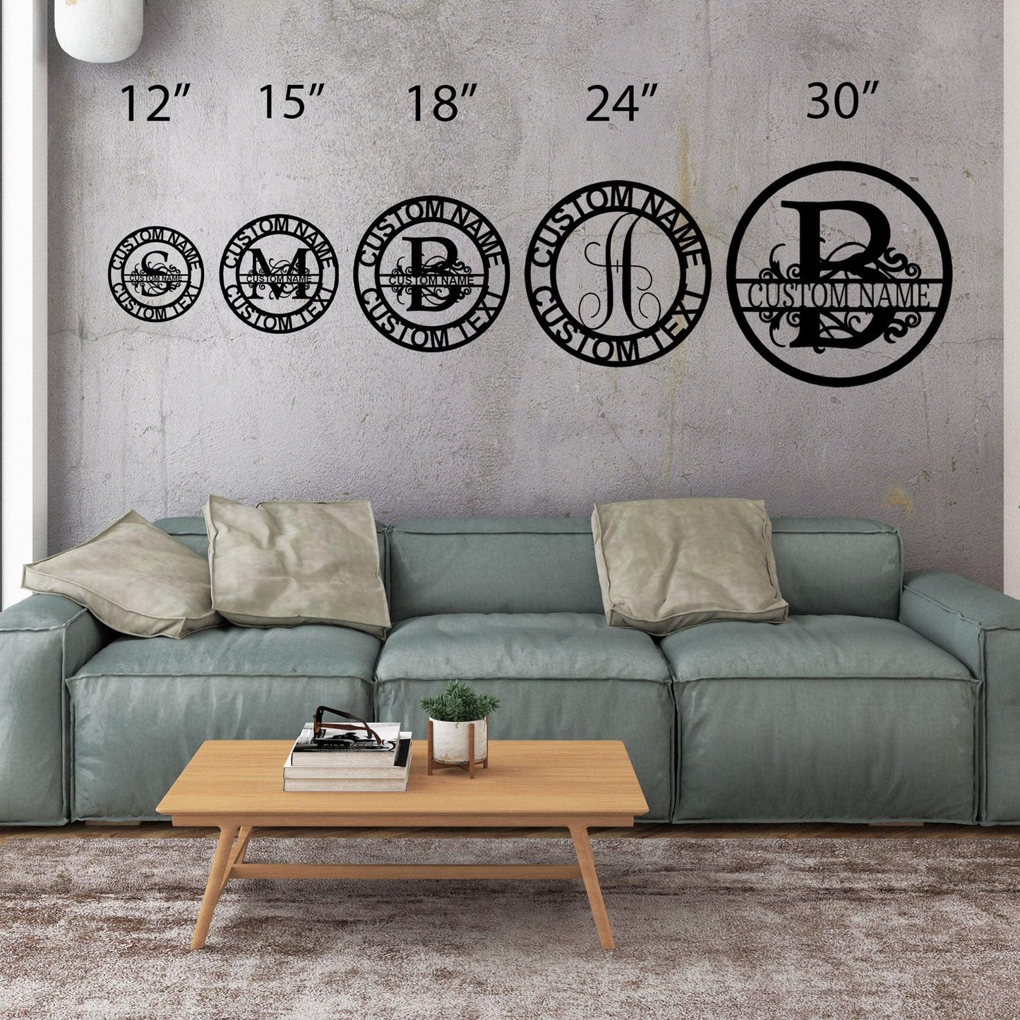 Personalized Elaborate Split Letter Name Initial Indoor Outdoor Steel Wall Sign Metal Art - Mallard Moon Gift Shop