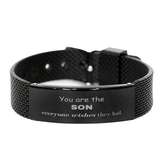 Son Black Shark Mesh Bracelet, Everyone wishes they had, Inspirational Bracelet For Son, Son Gifts, Birthday Christmas Unique Gifts For Son - Mallard Moon Gift Shop