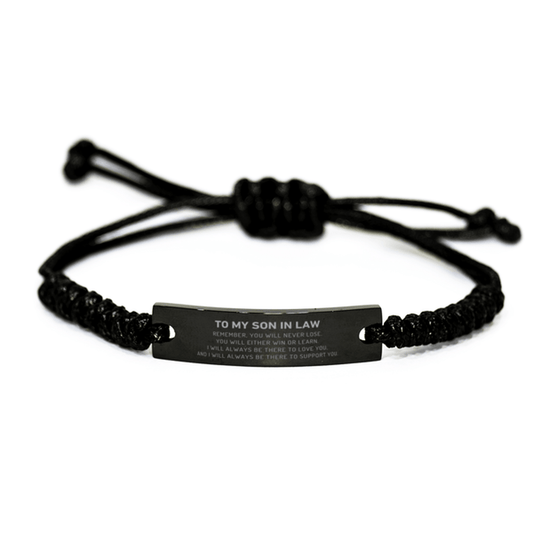 Son In Law Gifts, To My Son In Law Remember, you will never lose. You will either WIN or LEARN, Keepsake Black Rope Bracelet For Son In Law Engraved, Birthday Christmas Gifts Ideas For Son In Law X-mas Gifts - Mallard Moon Gift Shop