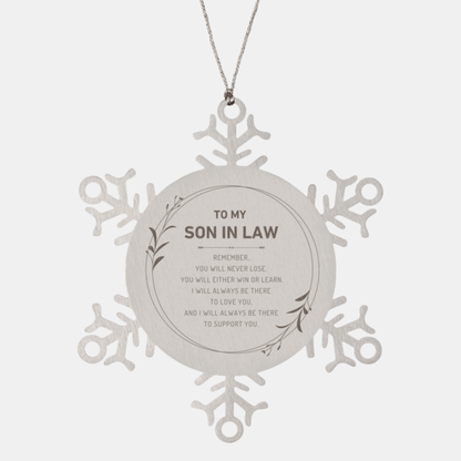 Son In Law Ornament Gifts, To My Son In Law Remember, you will never lose. You will either WIN or LEARN, Keepsake Snowflake Ornament For Son In Law, Birthday Christmas Gifts Ideas For Son In Law X-mas Gifts - Mallard Moon Gift Shop