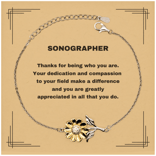 SonographerSunflower Bracelet - Thanks for being who you are - Birthday Christmas Jewelry Gifts Coworkers Colleague Boss - Mallard Moon Gift Shop